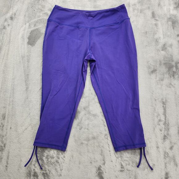 Maurices in Motions Leggings Womens L Purple Capri Ruched Tie Hem Pull On Yoga - Picture 1 of 9